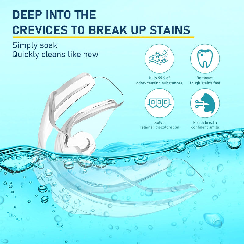 [Australia] - Retainer Cleaner & Denture Cleaning Tablets with 120 Removes Stains, Odors, and Plaque from Aligners, Mouth Guards, Night Guards, and Dental Appliances, 4-Month Supply 120 Count (2 Packs) 