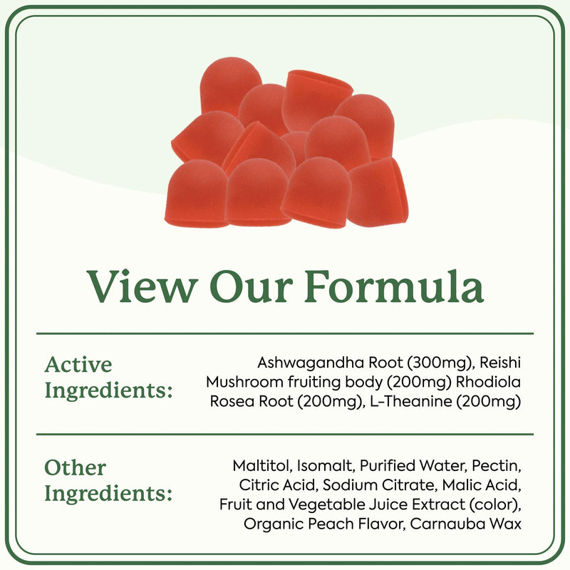 [Australia] - Plant People WonderCalm Mushroom Gummies - Natural Ashwagandha Supplement to Ease Stress & Boost Mood for Adults Without Sugar, Gluten or Artificial Colors, Vegan-Friendly, Peach Flavor, 60 Count 60 Count (Pack of 1) 