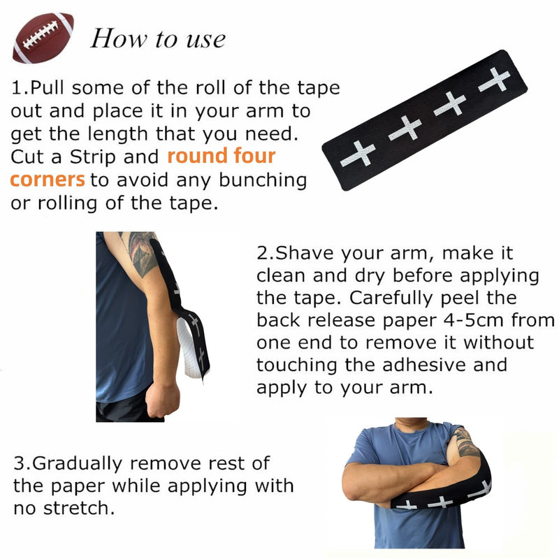 2 Rolls Faith Cross Turf Tape Football - Extra Wide Christian Athletic Turf Tape - Ultra Sticky & Latex Free, Protects from Turf Burn, Waterproof & Flexible (White & Black, 4 inch) White & Black