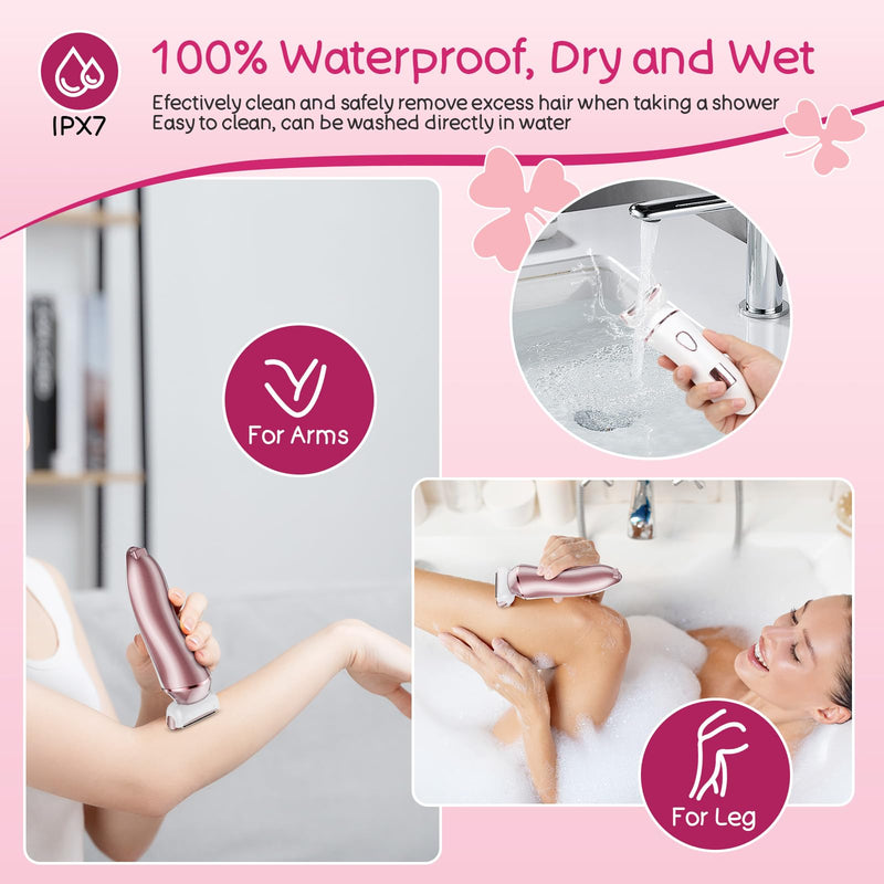 Electric Shaver for Women, Gifts for Women, Electric Razor for Womens, Rechargeable Wet Dry Lady Hair Remover,IPX7 Waterproof,Shaver for Legs (Rose Gold) Rose Gold