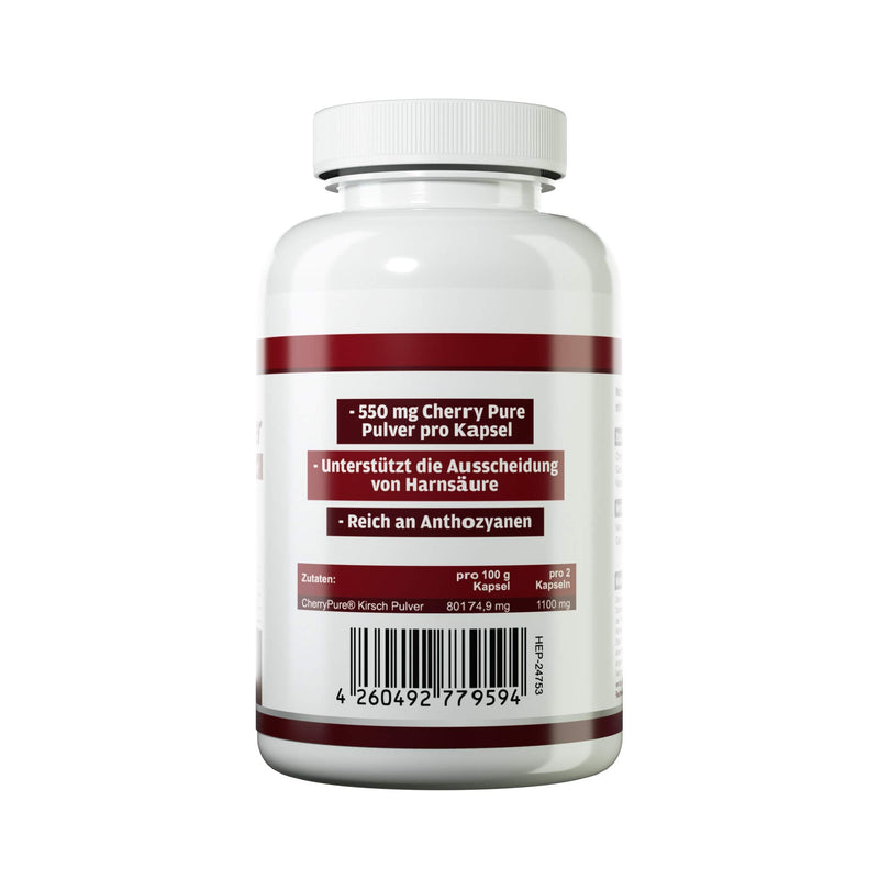 [Australia] - Health+ Cherry Power - 90 cherry extract capsules, 550 mg Cherry Pure from the Montmorency cherry, highly dosed and rich in vitamins, minerals and antioxidants, Made in Germany 