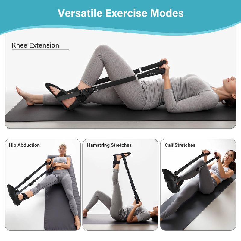 [Australia] - Knee Replacement Recovery Aids,Knee Surgery Recovery Equipment with Padded Handle and Foot Sleeve,Heel Slides Physical Therapy Equipment Speed Hip Recovery,Increase Range of Motion and Relieve Pain Black 