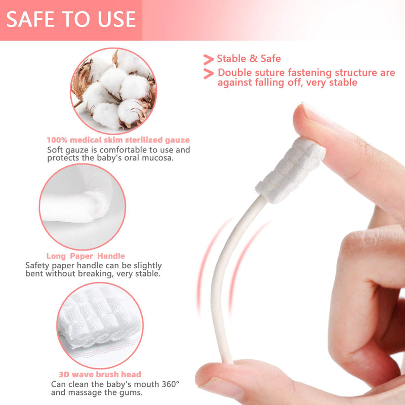 102PCS Baby Tongue Cleaner, Newborn Baby Oral Cleaner, Disposable Infant Gum Cleaner, Gauze Dental Care for 0-36 Months + 1 Finger Toothbrush with Case 1 Count (Pack of 102)