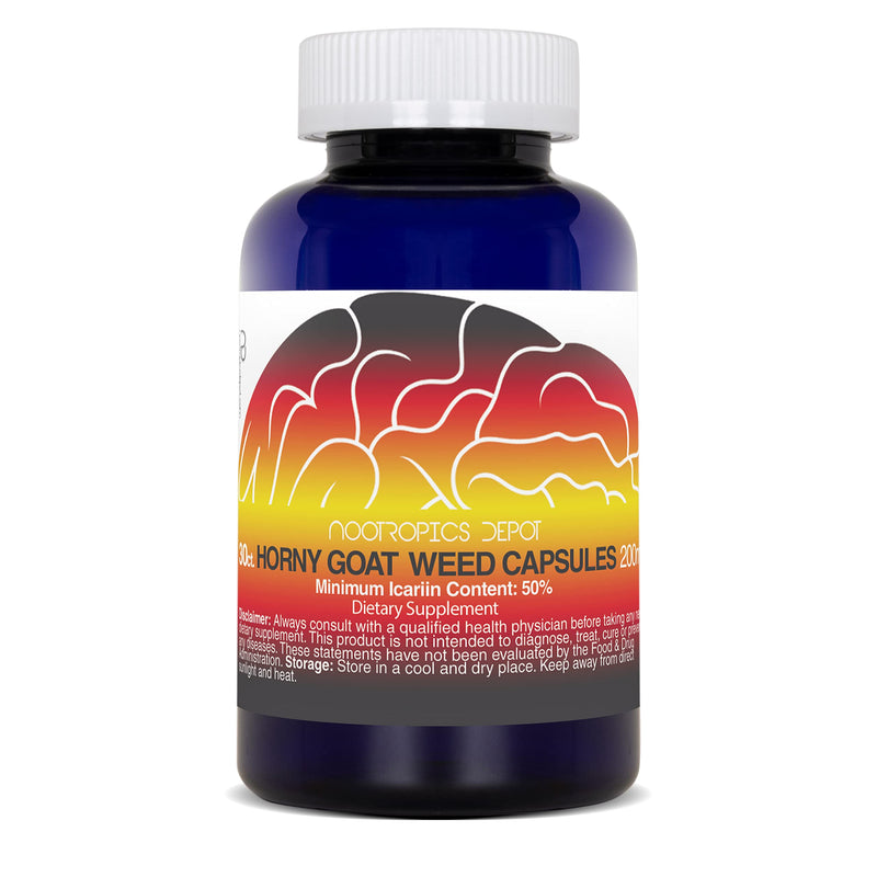 [Australia] - Nootropics Depot Horny Goat Weed Capsules | 200mg | 30 Count | Minimum 50% Icariin | Epimedium brevicornum 30 Count (Pack of 1) 
