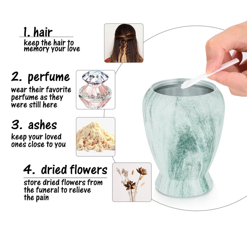 [Australia] - Dletay Small Urns for Human Ashes 2.85 Inch Mini Cremation Urns for Mom Dad Aluminum Mini Urns for Ashes-Lake Green Different Chains Lake Green B 