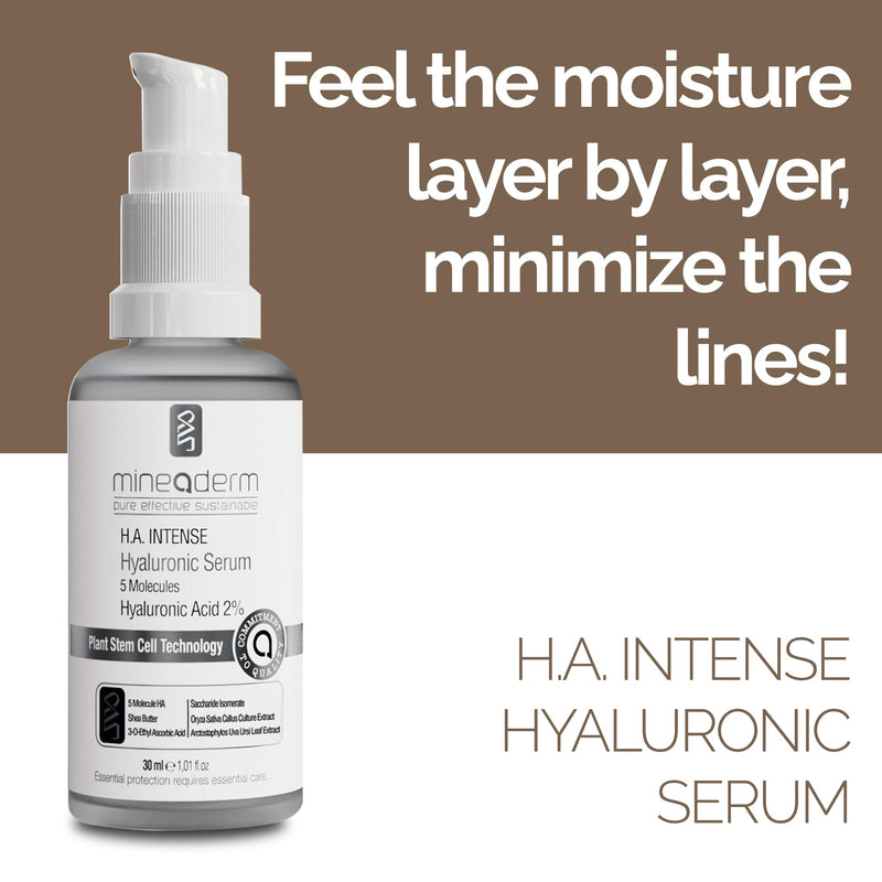 Mineaderm H.A. Intense Hyaluronic Acid Serum – Deep Hydration with 2% HA + 3% Vitamin C – Lightweight Facial Serum for Smooth, Healthy-Looking Skin – 1.01 fl oz