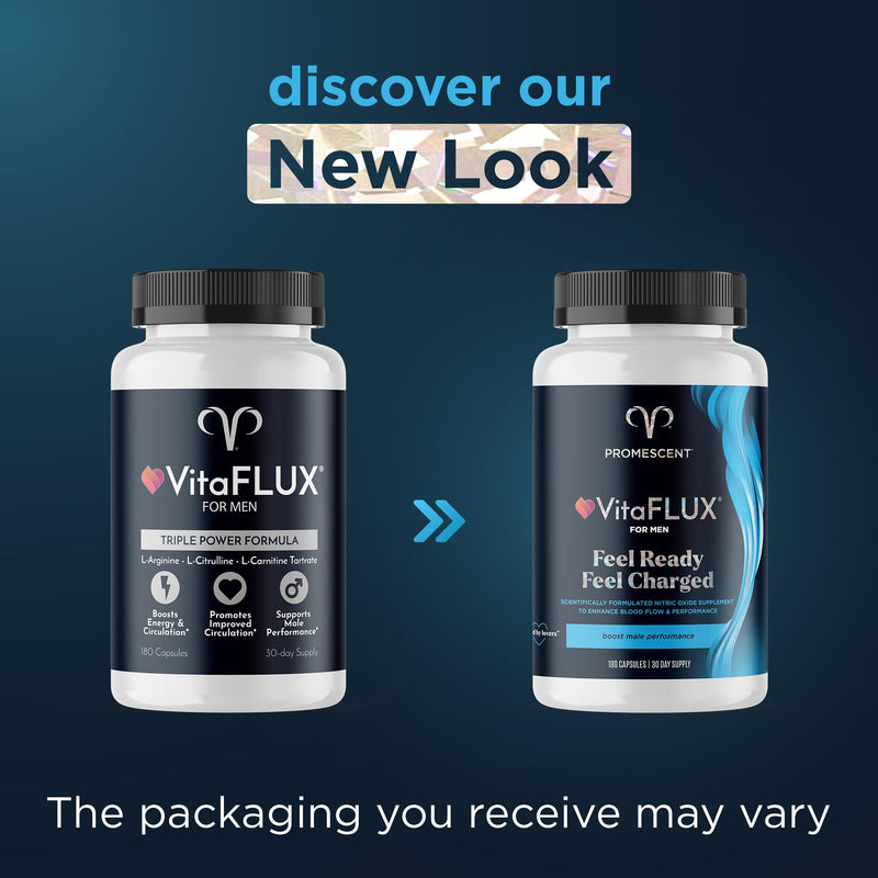 [Australia] - VitaFLUX Nitric Oxide Supplement, L Arginine l Citrulline Supplement, Quality Nitric Oxide Supplements for Men, Supports Healthy Blood Flow, Nitric Oxide Booster Arginine Supplement, 180 Capsules Unflavored 