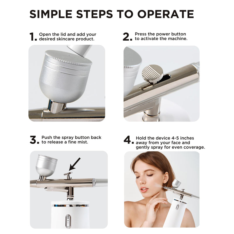 [Australia] - Facial Oxygen Spray Machine - Rechargeable Handheld High Pressure Facial Micro-Nano Mist Injector Sprayer - Portable Cordless Spray Gun Compressor Nano Facial Steamer 