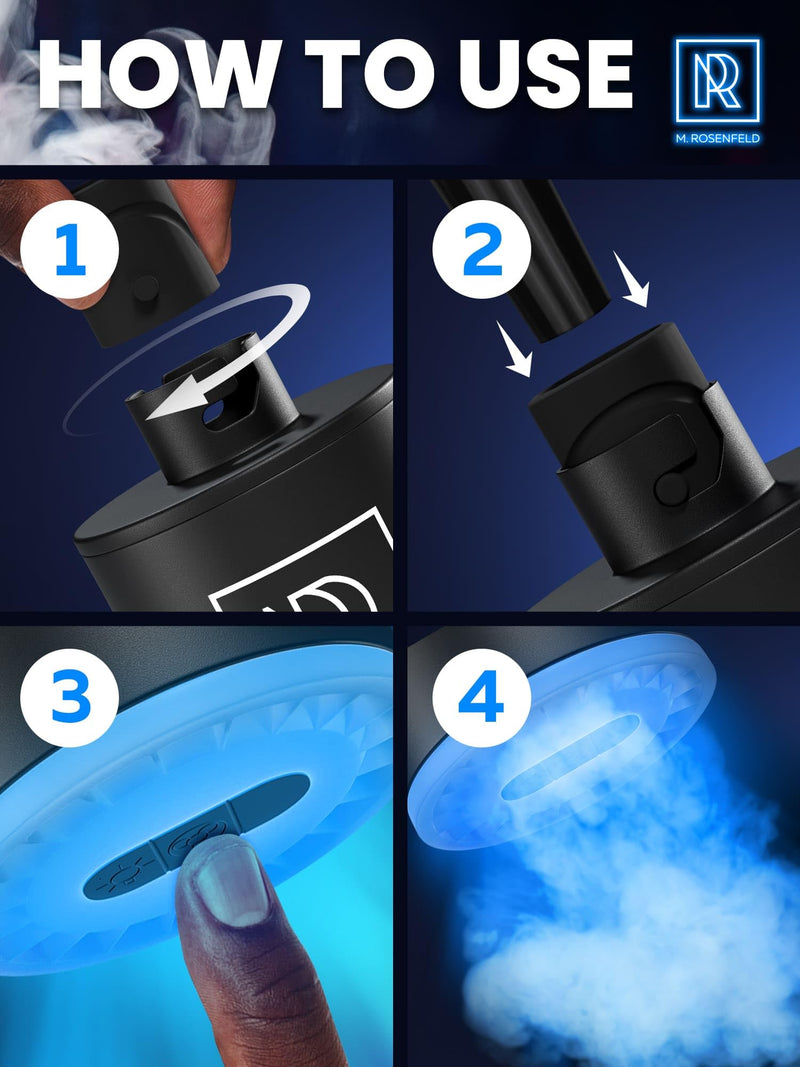 [Australia] - M. ROSENFELD Hookah Pump with 1300 mAh Rechargeable Battery - Electric Hookah Air Pump Kit with Led Light - Mini Hookah Pump Starter - Universal Shisha Hookah Starter Kit Helper - Hookah Starter Black 
