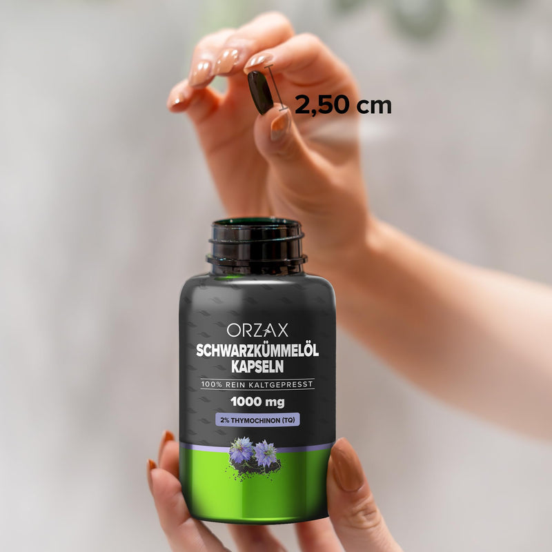 [Australia] - Orzax black cumin oil capsules - 1000mg with 20mg thymoquinone per daily dose (original Nigella sativa) - Turkish - 90 capsules - natural & cold pressed, laboratory tested 