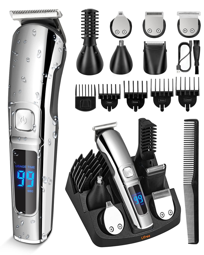 Gifts for Men, Ufree Beard Trimmer with Charger, Electric Razor Shavers Hair Clippers for Men, Nose Hair Trimmer Mustache Body Face Beard Grooming Kit