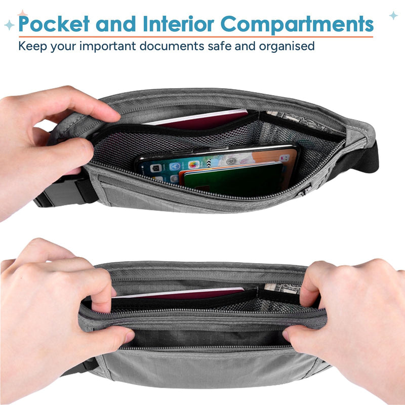 travel inspira RFID Blocking Travel Money Belt with Anti-Thief Zip - Slim Passport Holder and Travel Pouch to Secure Cash, Cards and Documents * 2 Pack