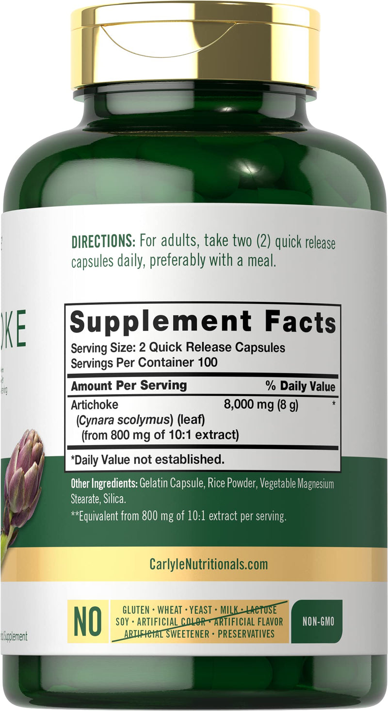 [Australia] - Carlyle Artichoke Extract Capsules 8000mg | 200 Count | Non-GMO, Gluten Free Supplement 