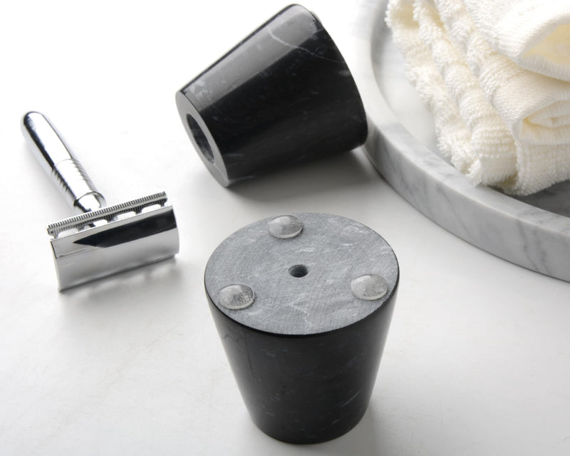 [Australia] - GMYIAK 2 pieces marble razor blade stand, opening diameter 18 mm, desk pen holder, toothbrush razor blade stand for bathroom worktops black 