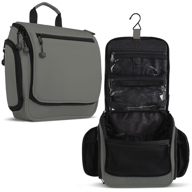 VENTURE 4TH Travel Toiletry Bag & Quick Dry Towel Set - Ideal for Camping, Hiking, Backpacking, Business Trips & More - Grey, Medium