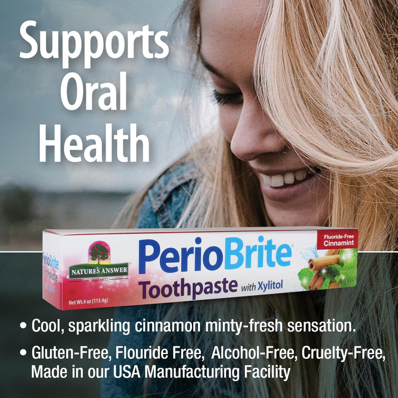 Nature's Answer Periobrite Cinnamint Toothpaste | Soothes & Refreshes | Alcohol-Free, Gluten-Free, Fluoride-Free Soy-Free & Vegetarian | No Artificial Sweeteners or Preservatives 4oz (2 Pack) 2