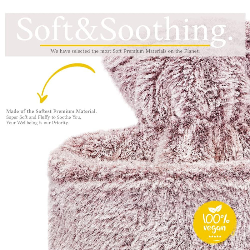 [Australia] - Qomfor Hot Water Bottle with Soft Cover - 2L Hot Water Bottle with Kangaroo Pocket Leak-Proof - Bed Bottle for Adults and Children, Ideal for Pain Relief - Fluffy Cuddly Cover (Plum) Plum 