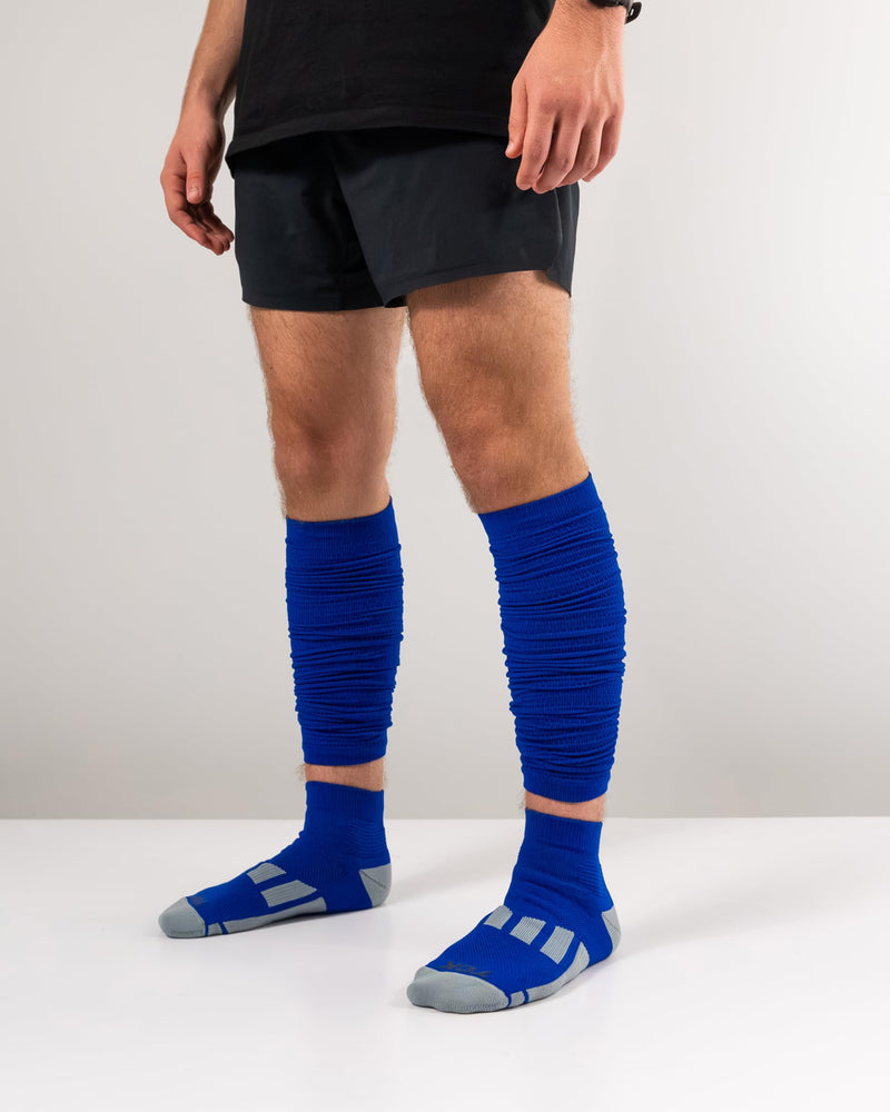 [Australia] - TCK Football Leg Sleeves, Pre-Scrunched Football Leg Sleeves for Youth Kids, Boys, Men, Moisture Wicking | Made in USA Medium Royal 