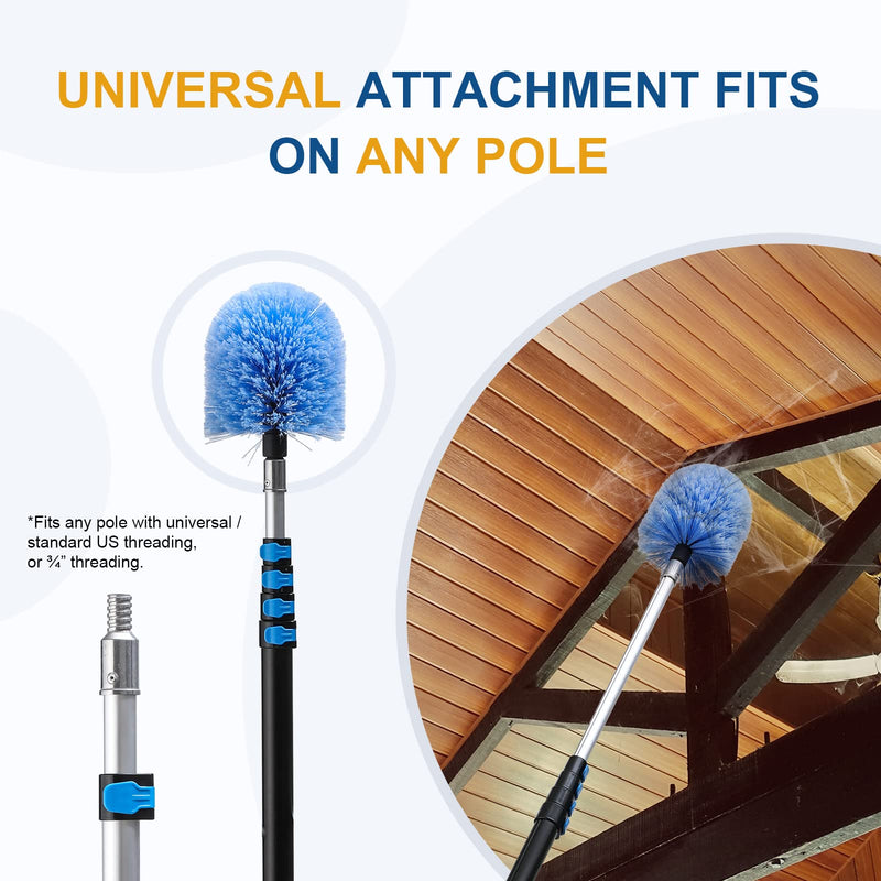 [Australia] - VITEVER Twist-On Cobweb Duster Head Brush, Fits Standard 3/4 inch Threaded Poles, Attachment Brush, Spider Web Duster Brush for Outdoor & Indoor Cleaning 