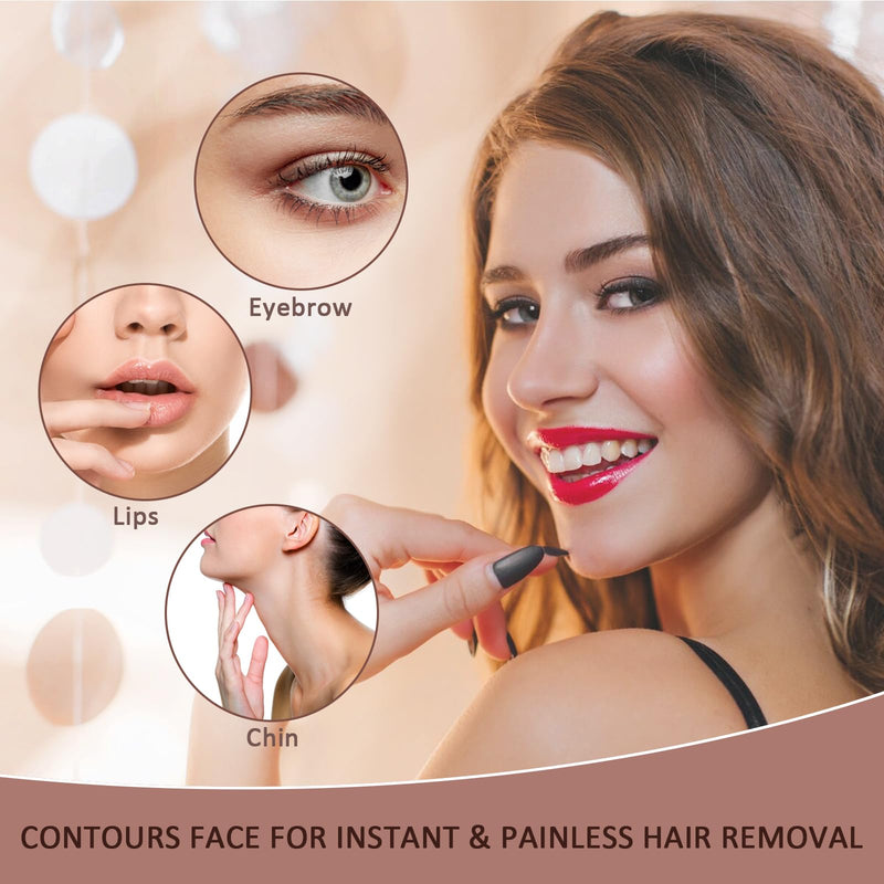 [Australia] - Women's Painless Hair Remover for Women, Battery Powered Facial Hair Shaver for Lips, Chin, Neck, and Cheek with 2 Replacement Heads and 1 Battery 2 Heads+Gold(Battery) 4 