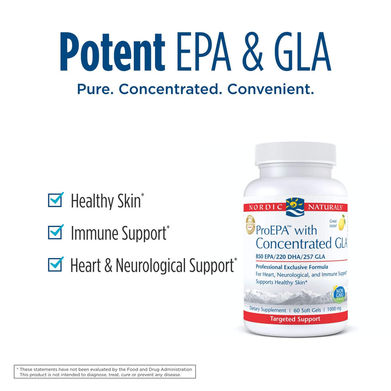 [Australia] - Nordic Naturals ProEPA with Concentrated GLA, Lemon - 60 Soft Gels - 1217 mg Omega-3 + 257 mg GLA - Heart, Neurological & Immune Support, Healthy Skin - Non-GMO - 30 Servings 
