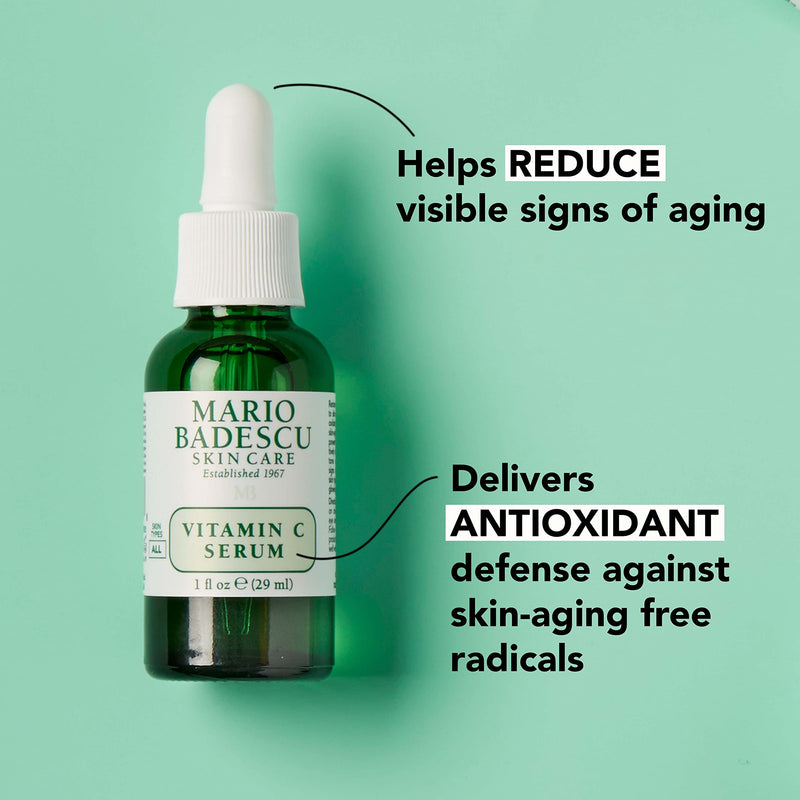Mario Badescu Vitamin C Serum for All Skin Types Lightweight Serum with Vitamin C & Sodium Hyaluronate Visibly Reduces Signs of Aging 1 Fl Oz