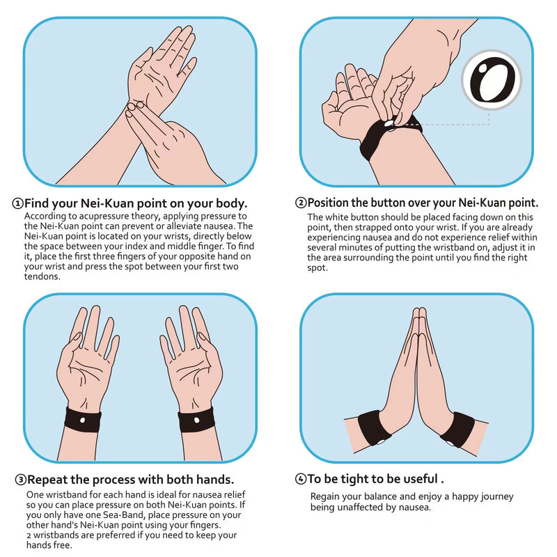 [Australia] - Motion Sickness Bands/Acupressure Nausea Bracelet for Nausea, Sea Sickness Bracelets for Natural Relief from Morning Sickness, Dizziness, Anxiety, Motion Sickness 2 Pairs 2black 