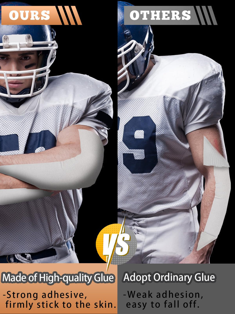 Breathable Self-Adhesive Athletic Tape Football - 2 Rolls Total 33ft, Waterproof Sport Turf Tapes to Protect from Turf Burn, White