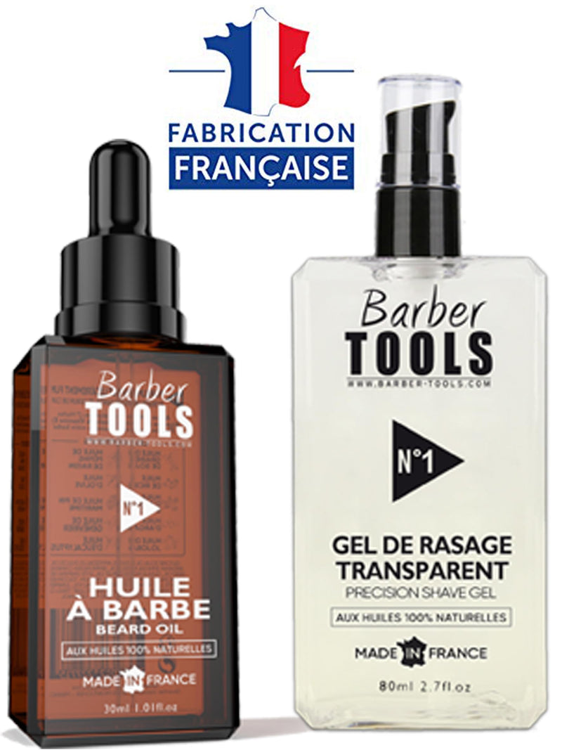 [Australia] - Beard care set: beard oil, transparent shaving gel, razor with kohl scissors, beard brush, beard comb, scissors, storage bag 