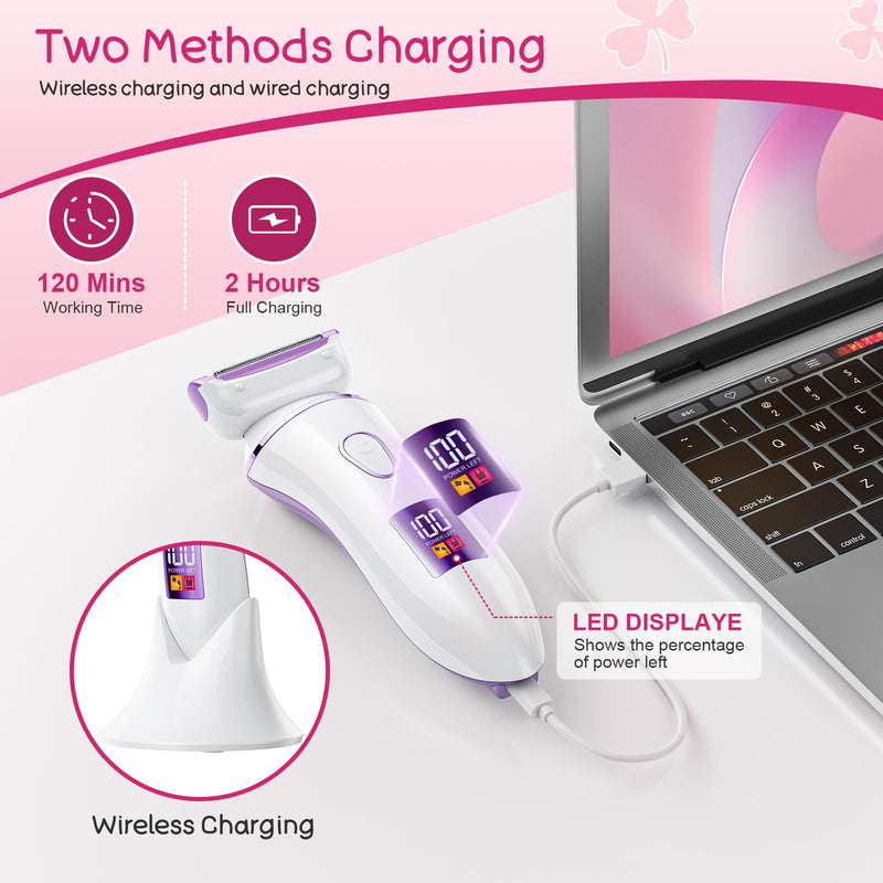 [Australia] - Electric Shaver for Women, Gifts for Women, Electric Razor for Womens, Rechargeable Wet DryLady Hair Remover,IPX7 Waterproof, Shaver for Legs (Purple) 