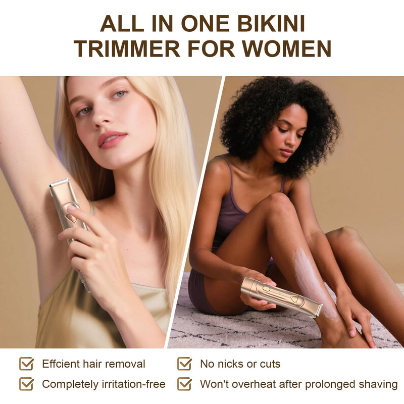 [Australia] - Dermave Bikini Shaver - Bikini Trimmer for Women, Waterproof Dual Head Shaver (Gold) Gold 