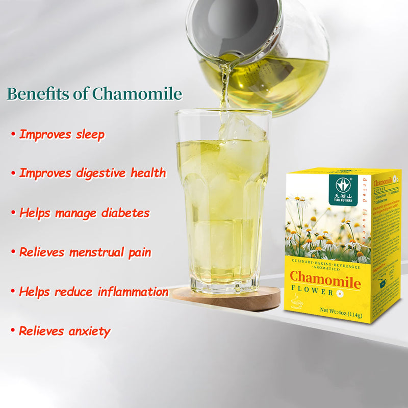 [Australia] - TIAN HU SHAN Chamomile Flowers Herbal Tea, Chamomile Tea Loose Leaf, Fresh and Sweet, Clean without Impurities, 4 Ounce (Pack of 1) 4 Ounce (Pack of 1) 