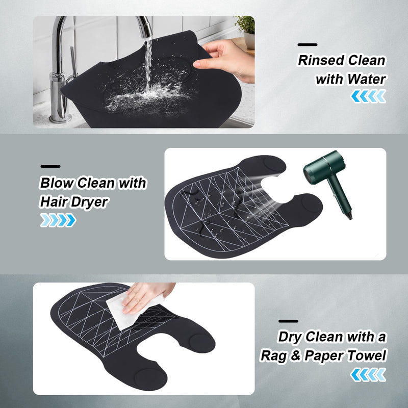 Hair Cutting Collar with Guidelines – Waterproof Silicone Cutting Cape & Weighted Neck Wrap for Hair Stylist, Barber Shop, Salon & Home Use – Large Haircut Mat for Precise Styling - Black