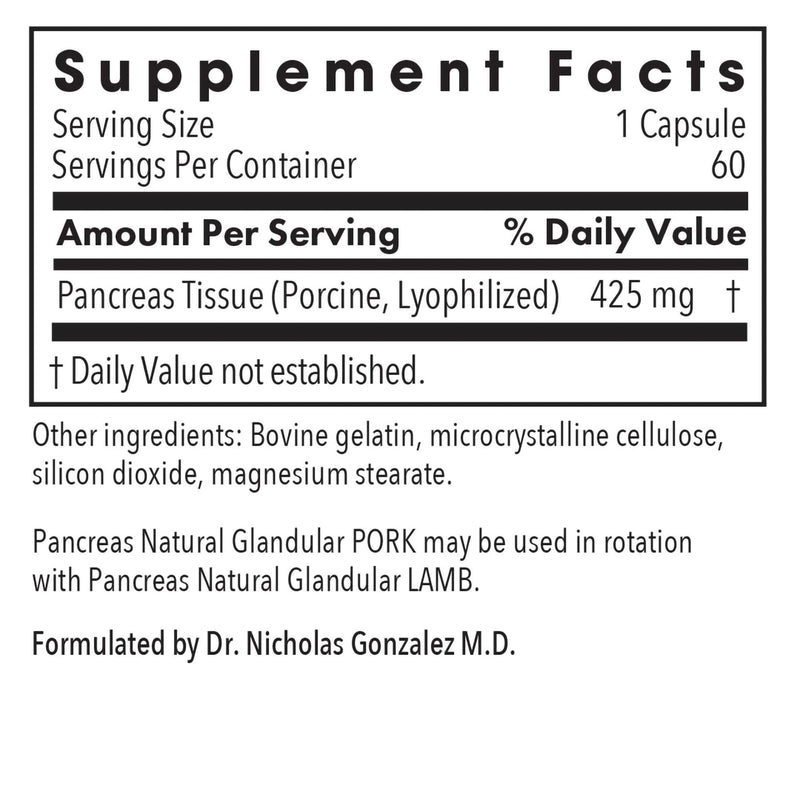 [Australia] - Allergy Research Group Pancreas Pork Supplement - Pancreas Natural Glandular, 425mg Pancreatic Enzymes, Digestive Enzymes Amylase, Protease - 60 Count 60 Count (Pack of 1) 