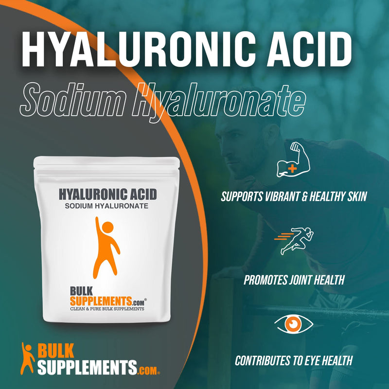 BulkSupplements.com Hyaluronic Acid Powder - Hyaluronic Acid Supplements, Hyaluronic Acid 215mg - Hyaluronic Acid Food Grade, Gluten Free - 215mg per Serving, 50g (1.8 oz) (Pack of 1) 233 Servings (Pack of 1)