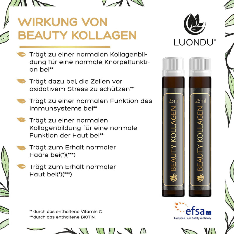 [Australia] - Luondu Beauty collagen drinking ampoules with hyaluronic acid (30 ampoules with 2500 mg premium liquid collagen) I anti-aging* for drinking I with biotin, copper & vitamin C, flower honey & royal jelly 