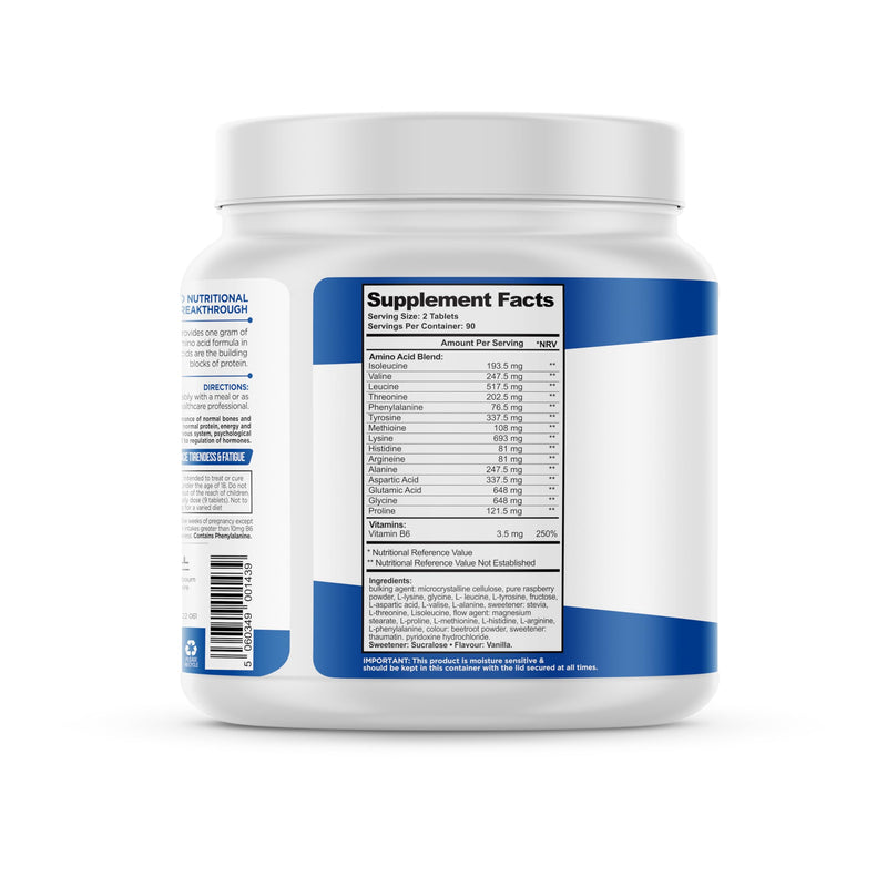 Anabolic Amino Acid Plus+ BCAA Tablet (90 Servings / 180 Amino Acids) with Vitamin B6 to Reduce Tiredness and Fatigue