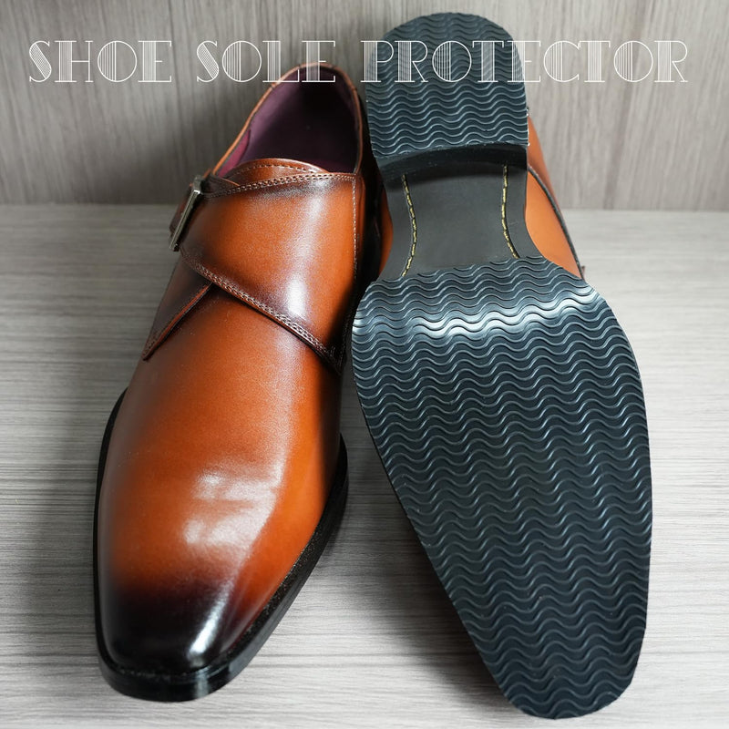 [Australia] - UNIKSTEP 4 pieces shoe sole protectors - wave design - shoe bottom and self-adhesive anti-slip pads on the heel (black) black 