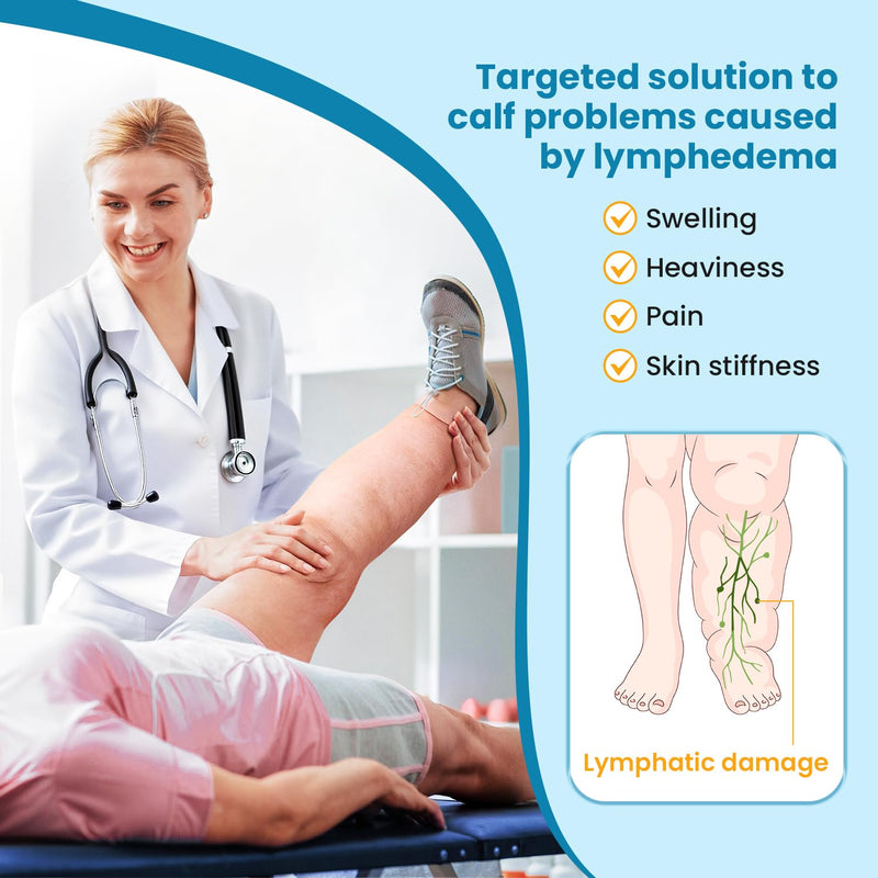 [Australia] - iDonua® Calf Lymphedema Compression Wrap Adjustable For Big Swollen Lower Leg - with 6 Cross Straps‌ Black Regular M 