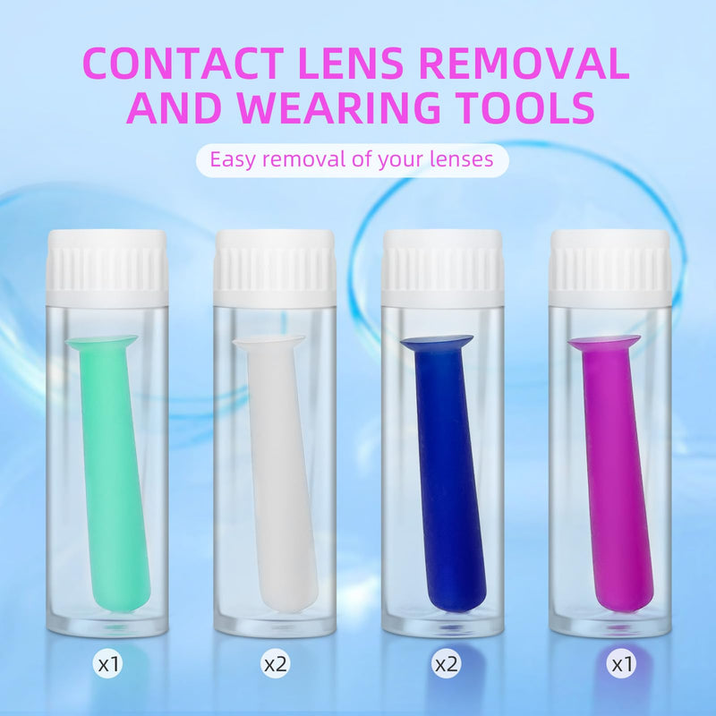 [Australia] - Hard Contact Lens Remover Tool Set, Silicone Suction Sticks for RGP and OK Lenses, 6pcs, for Travel & Daily Use with Storage Cases Multi-color (blue, Pink, Mint Green, White) 