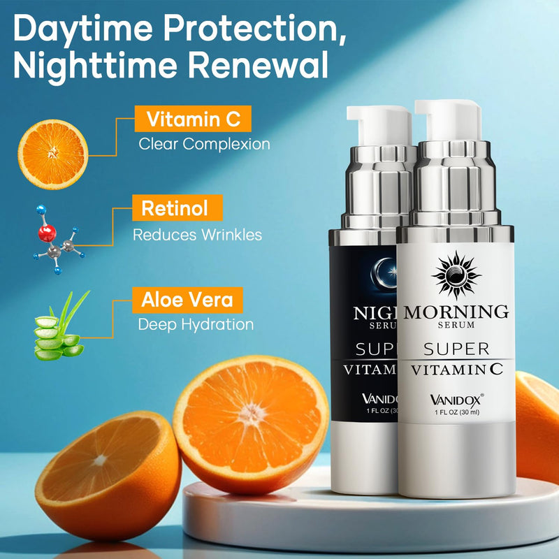 VANIDOX Super Vitamin C Serum for Women Over 70, All-In-One Formula, Made in USA, Hydrates, Firms, Lifts, and Targets Wrinkles, Age Spots, and Fine Lines, Vitamin C Serum (1fl oz x 2) 1 Fl Oz (Pack of 2)