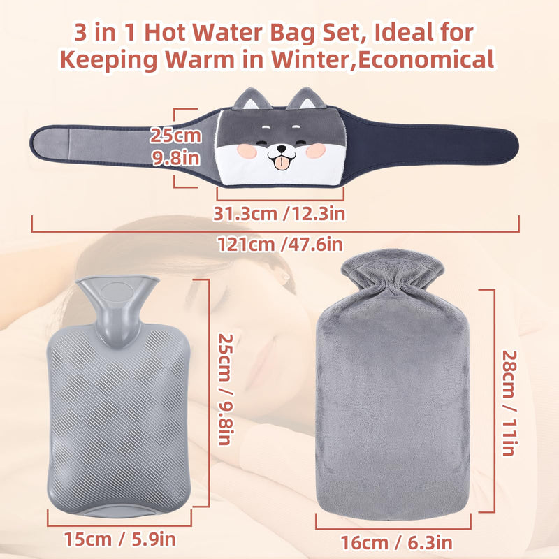 [Australia] - Hot water bottle belt, hot water bottle belt 3 in 1 portable PVC hot water bottle, hot water bottle with cover, hot water bottle made of rubber with soft waist cover, for neck and shoulder, back, legs, waist 