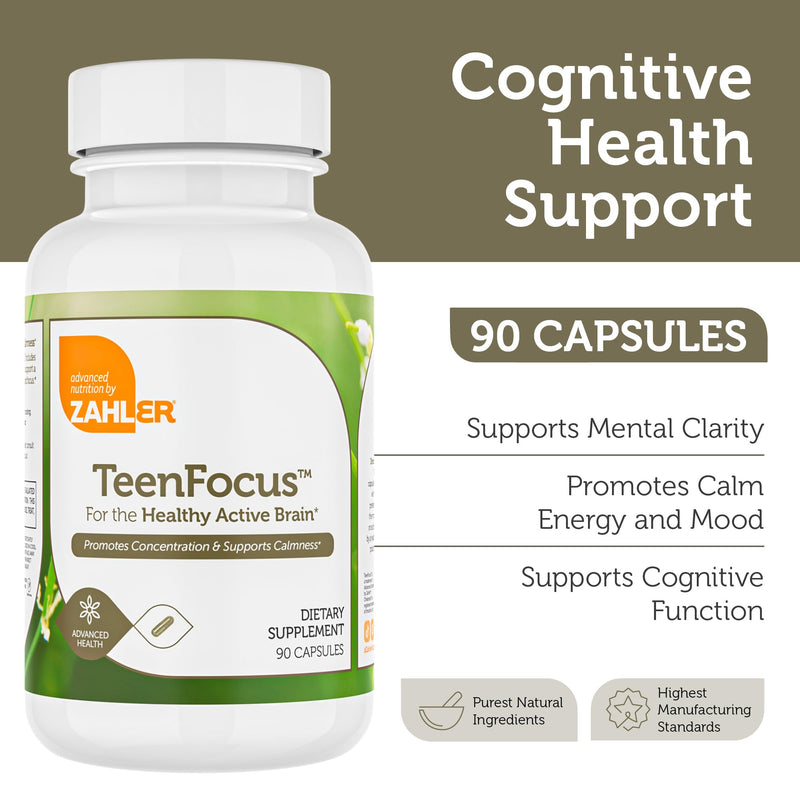 Zahler TeenFocus, Advanced Formula for Improved Focus & Concentration, Certified Kosher, 90 Capsules