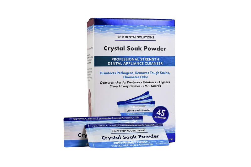 [Australia] - Dr. B Dental Solutions Powder Crystal Soak Cleanser, Ideal for Oral Appliances, Dentures, Night Guards, Retainers, Aligners, and Sleep Apnea Devices - 45 Packs Included (Single Pack) Single Pack 