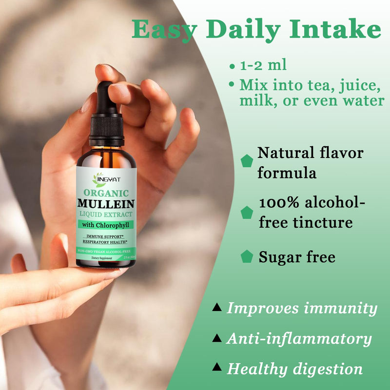 [Australia] - Mullein Drops for Lungs | Powerful Mullein Leaf Extract with Chlorophyll, Vitamin C, Cinnamon for Immune Support, Detox & Respiratory Support, Bronchial Support | Non-GMO, Kosher, Gluten-Free 