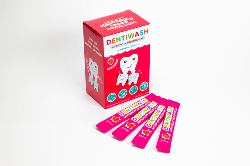 [Australia] - Mouthwash for Kids Alcohol Free, Surfactant Free, Preservative Free, Artificial Dye Free, Prevents Cavities, Gingivitis, Bad Breath, Strawberry 30 Sticks (0.37 Fl Oz (Pack of 30)) 