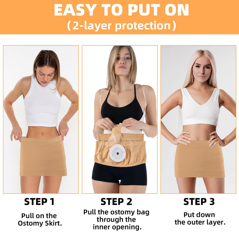 [Australia] - Ostomy Support Garments, Hernia Support Garments, Ostomy Bag Covers for Women, Ostomy Wrap to Secure Colostomy Bags(Beige,S) S(34"-44") 