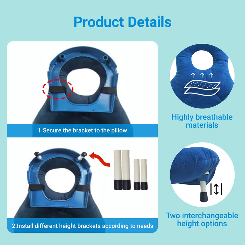 [Australia] - Face Down Pillow for Eye Vitrectomy - Ergonomic Stomach Sleeper Prone Headrest After Eye Procedures, Adjustable Height, 1 Pcs 