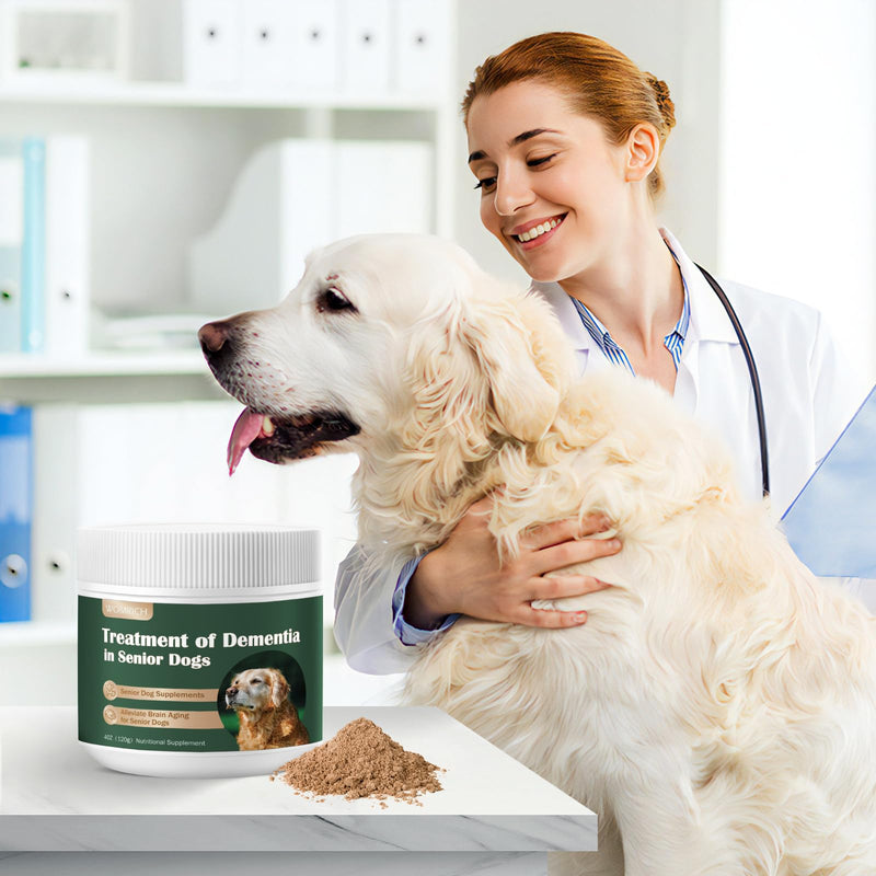 Senior Dog Supplements Dog Dementia Supplement Mushroom Powder for Dogs 120g | Cognitive Supplement for Dogs Addresses Getting Lost, Social Withdrawal | Canine Cognitive Dysfunction - PawsPlanet Australia