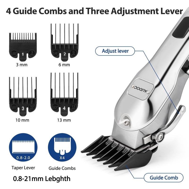 [Australia] - Professional Cordless Hair Clippers for Men, Maquina Para Cortar Pelo De Hombre Rechargeable LED Display Mens Beard Trimmer Full Metal Body Low Nosie Home Barber Hair Cutting Kit Set for Men/Kids 